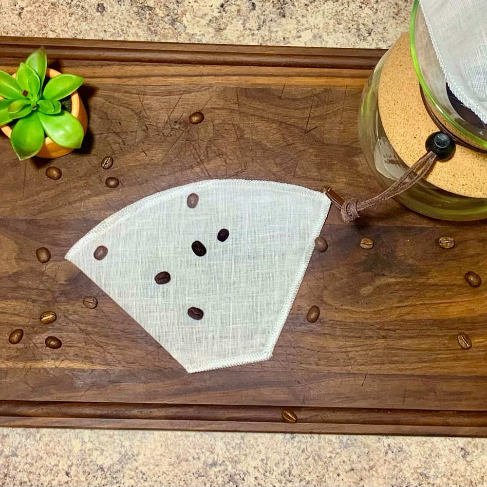Handmade 100% Hemp Muslin Unbleached Fabric Reusable Coffee Filter.